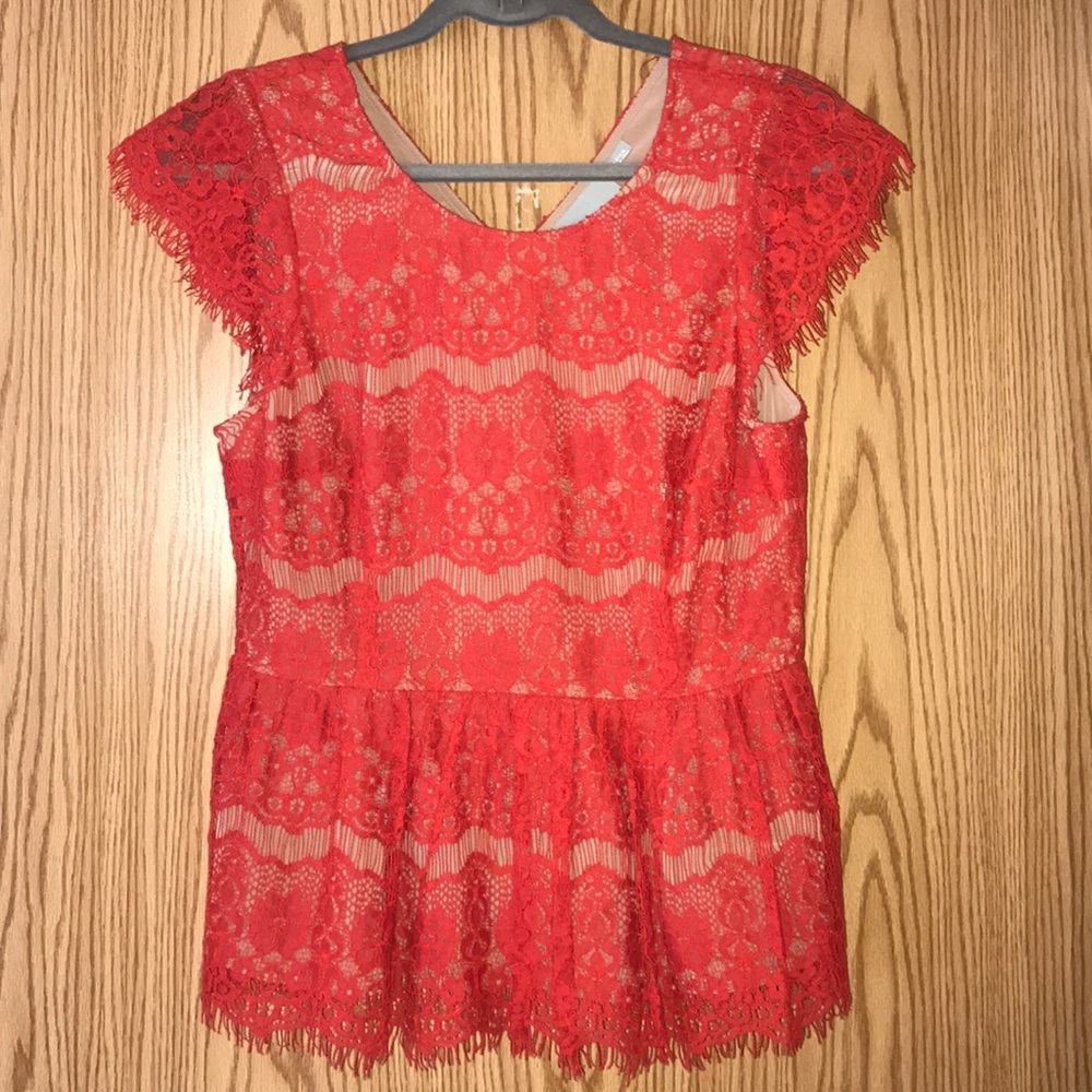 Beautiful Red lace peplum top
